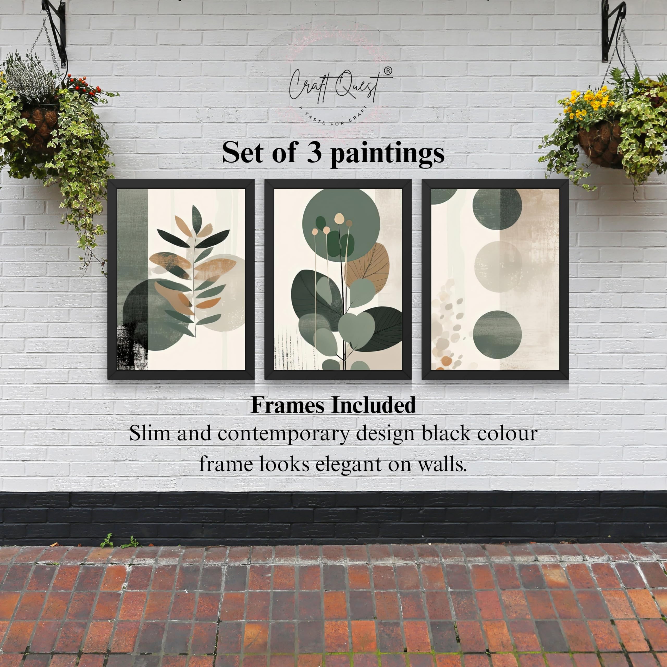 CRAFT QUEST Three Pieces Artwork | Set of 3 Frames for Home Decoration | Ideal for Living Room, Bedroom & Offices