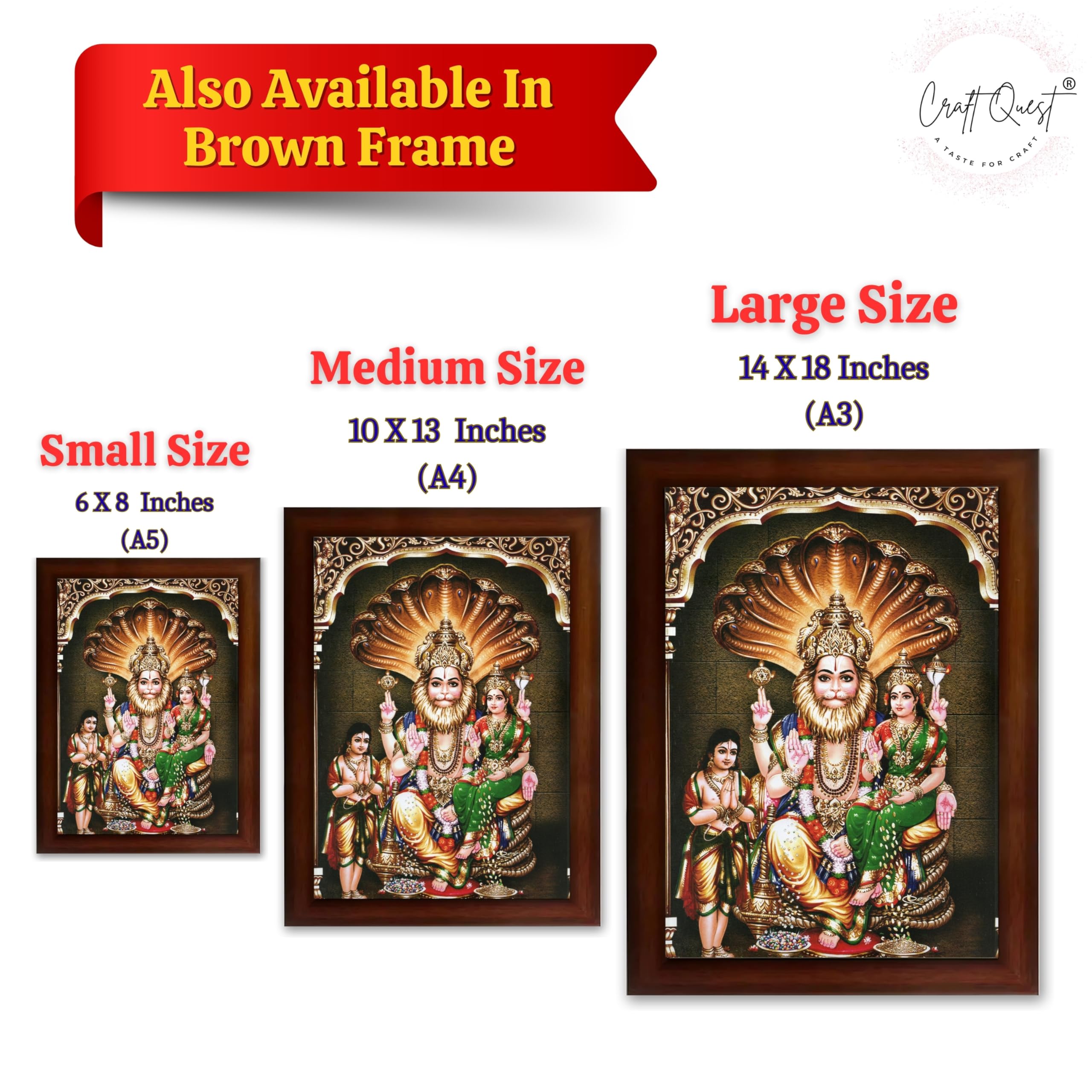 CRAFT QUEST Lakshmi Narasimha Swamy Lord Narsingh Bhagwan Photo Framed | Acrylic Glass, Lightweight | Ideal for Home, Office, Temple & Puja Room, Wall Decor