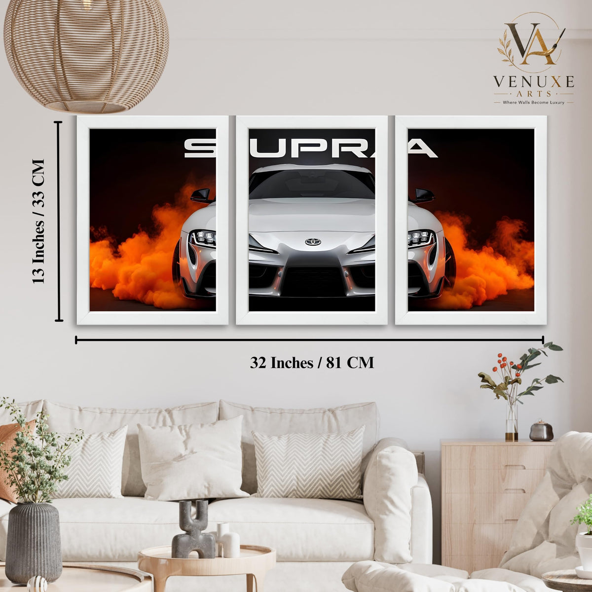 VENUXE ARTS Set Of 3 Big Sports Cars Framed Posters Gift Items for Boys Room Wall Decoration Bedroom Living Room Office Studio Décor | Car Poster Frame for Wall Décor