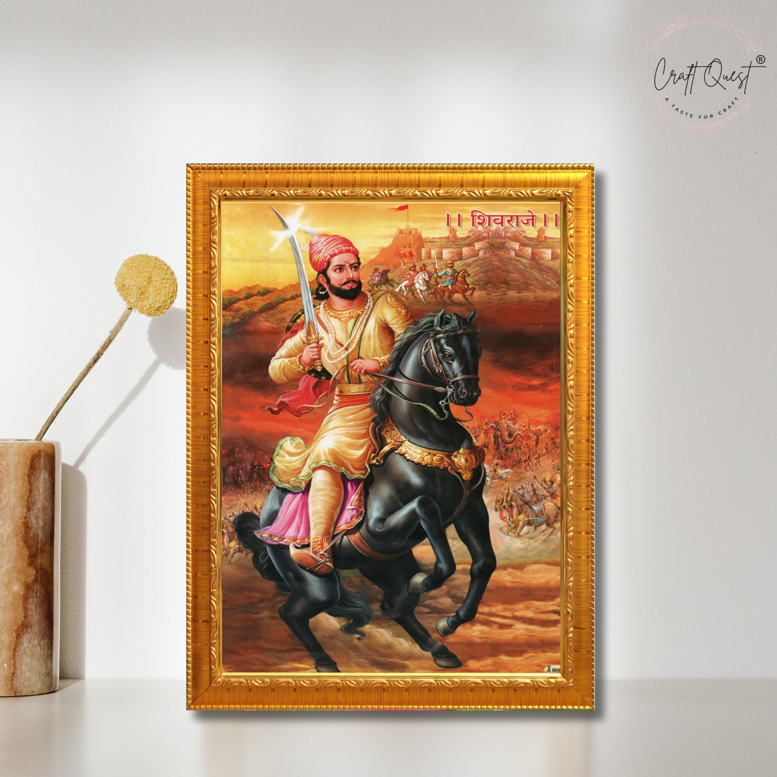 CRAFT QUEST Shivaji Maharaj Wall Photo Frame | For Living, Pooja Room | Home Decoration Item | Best Gifting Option