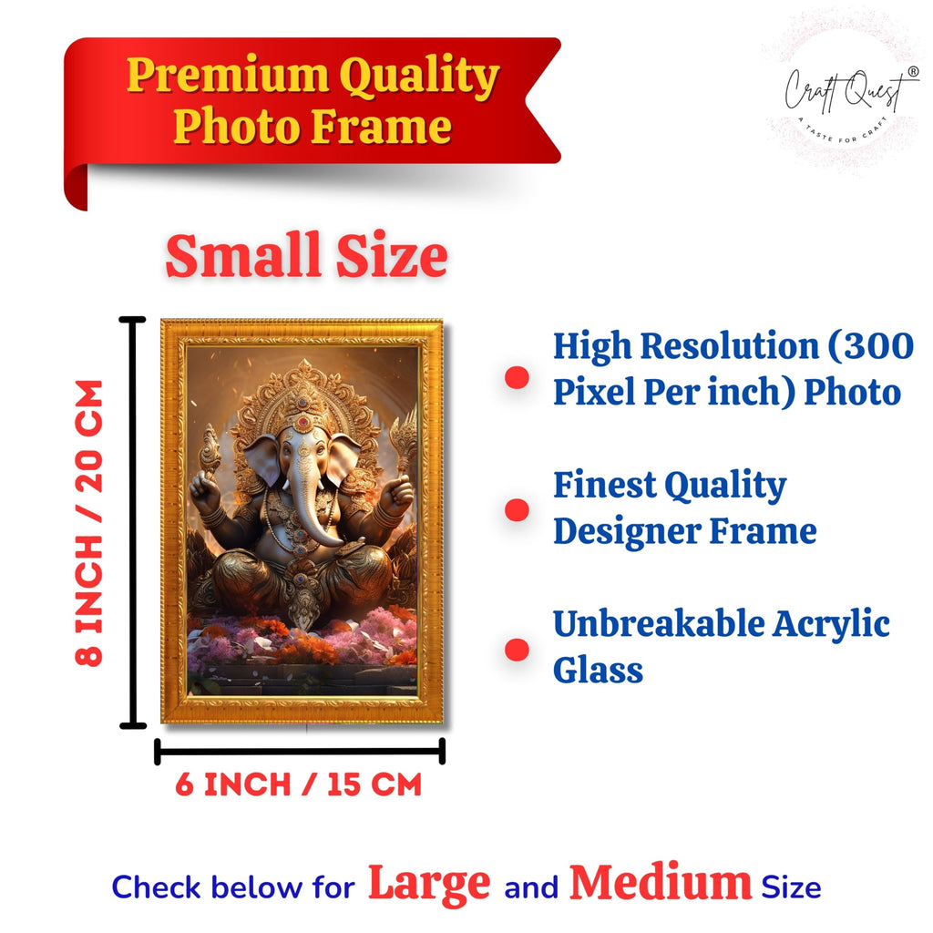 CRAFT QUEST Lord Ganesha Art Framed Wall Painting With Frame For Home and Pooja,Office Décor Items
