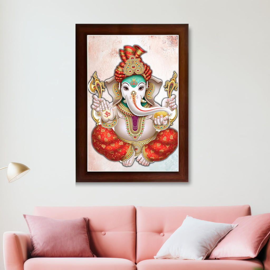 CRAFT QUEST Lord Ganesh ji Wall Hanging Frame for Living Room, Pooja Room Décor Items GA-217