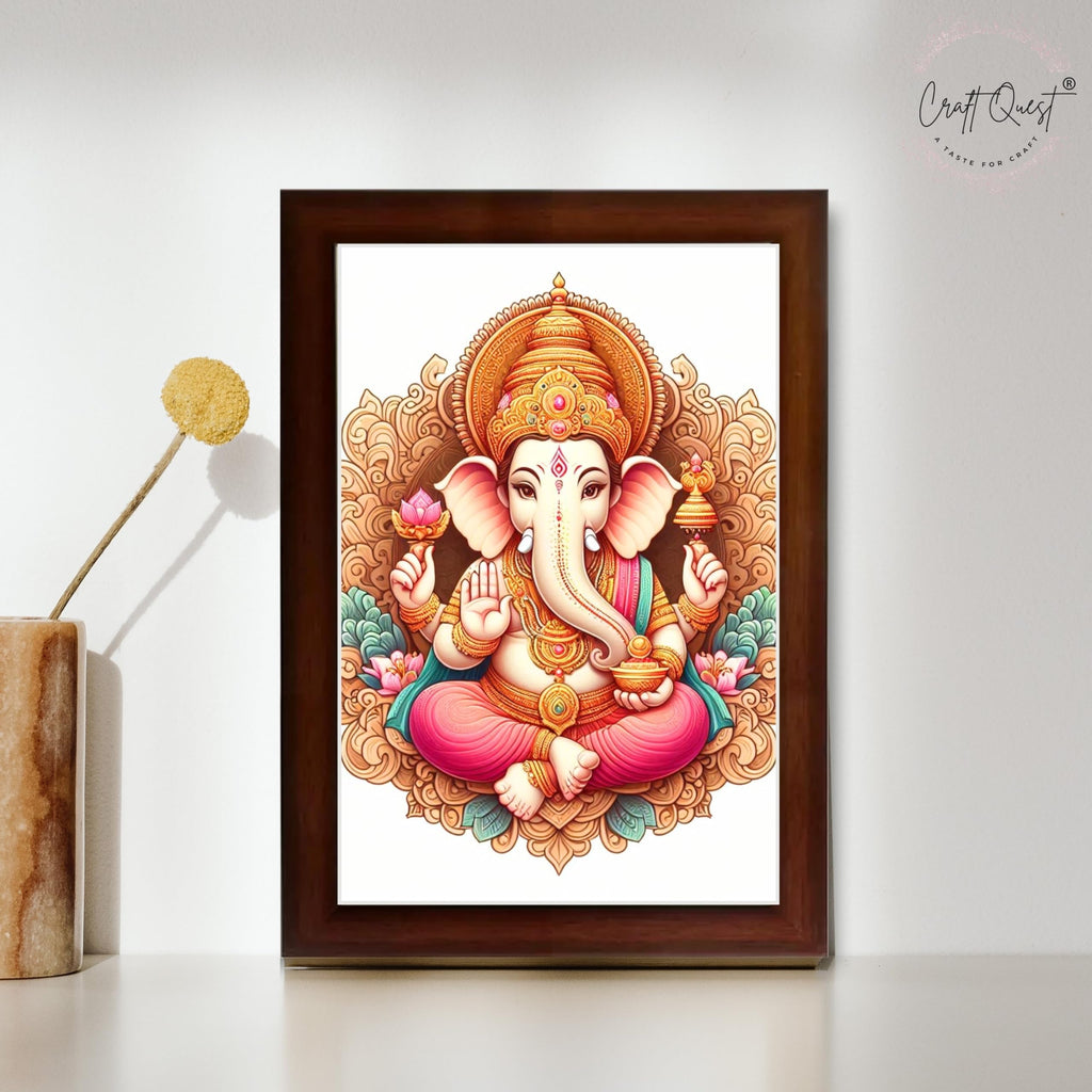CRAFT QUEST Lord Ganesha Ganesh Ganpati Ganapathi Hanging Wall Painting Framed Home Décor