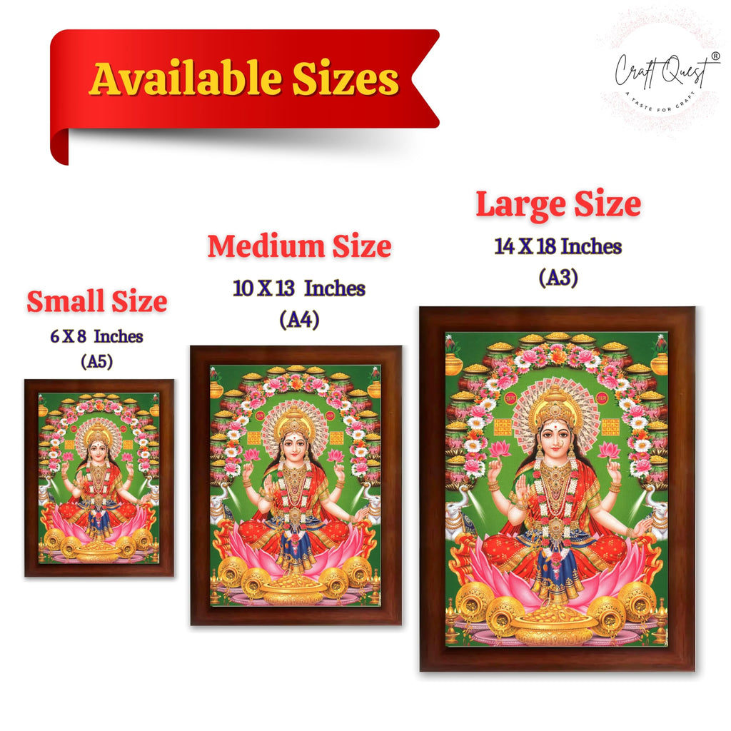 CRAFT QUEST Goddess Lakshmi Devi Dhana Vaibhav Laxmi Maa Wall Painting Frame Home Decor
