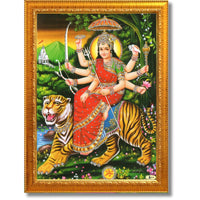 CRAFT QUEST Durga Mata Goddess Navdurga Wall Painting Framed Home and Pooja Décor