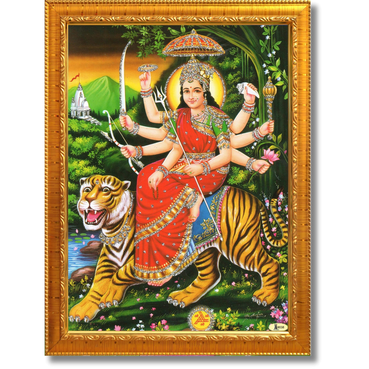 CRAFT QUEST Durga Mata Goddess Navdurga Wall Painting Framed Home and Pooja Décor