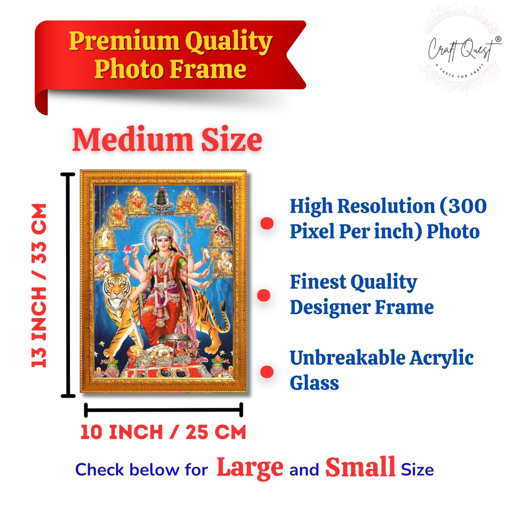 CRAFT QUEST Durga Maa MataJi Goddess Navdurga Durga Wall Painting Framed Home and Pooja Décor Item
