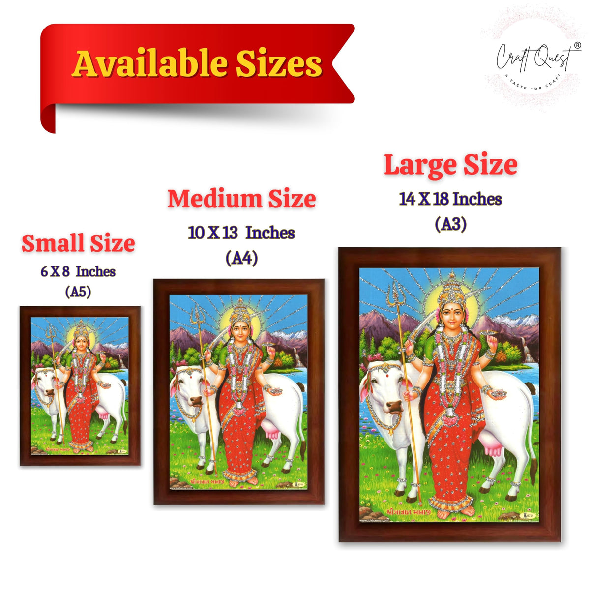 CRAFT QUEST Gatrad Devi Maa Mata Ji Mataji Wall Painting For Home Decor wooden framed