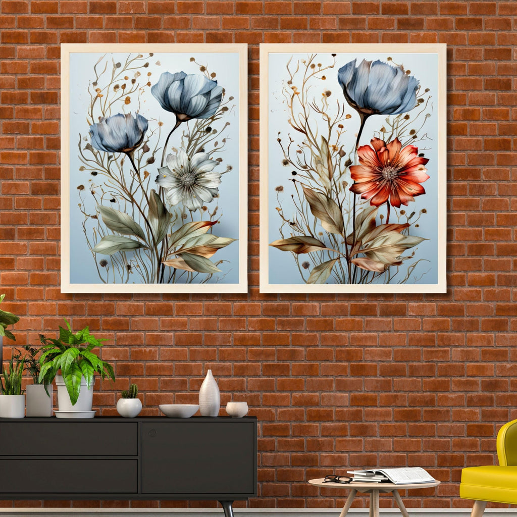 CRAFT QUEST Wall Art Decor Paintings | Set of 2 Floral Wall Art Frames for Home Decoration | Ideal for Living Room, Bedroom & Office