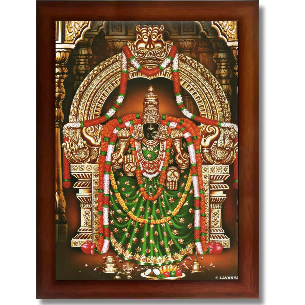 CRAFT QUEST Padmavati Devi Padmavathi Thayar Amman Wall Painting Photo Framed | South God Picture Frame for Home, Office, Temple & Gifting, Decor