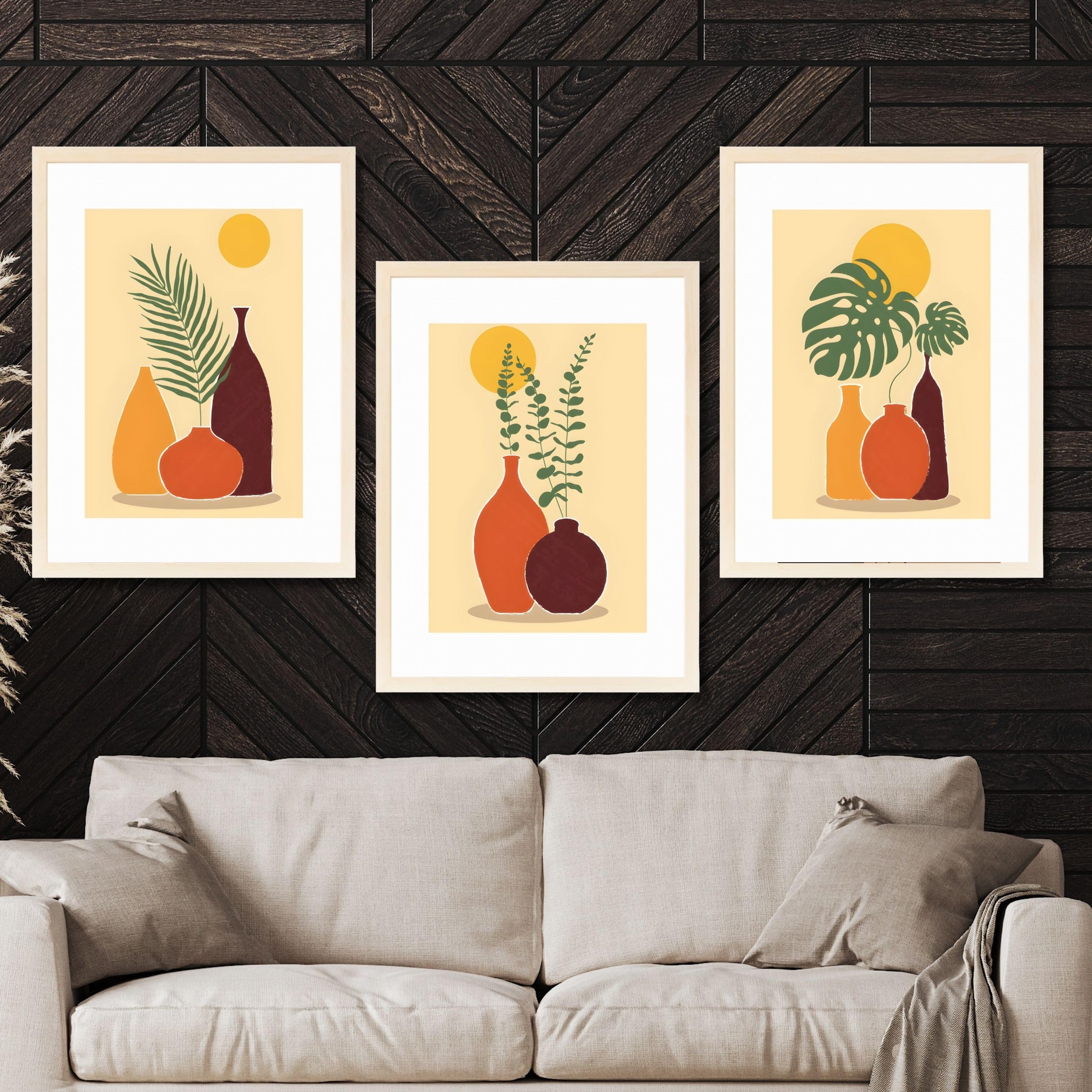 CRAFT QUEST Wall Art Decor Paintings | Set of 3 FLORAL Wall Art Frames for Home Decoration | Ideal for Living Room, Bedroom & Offices