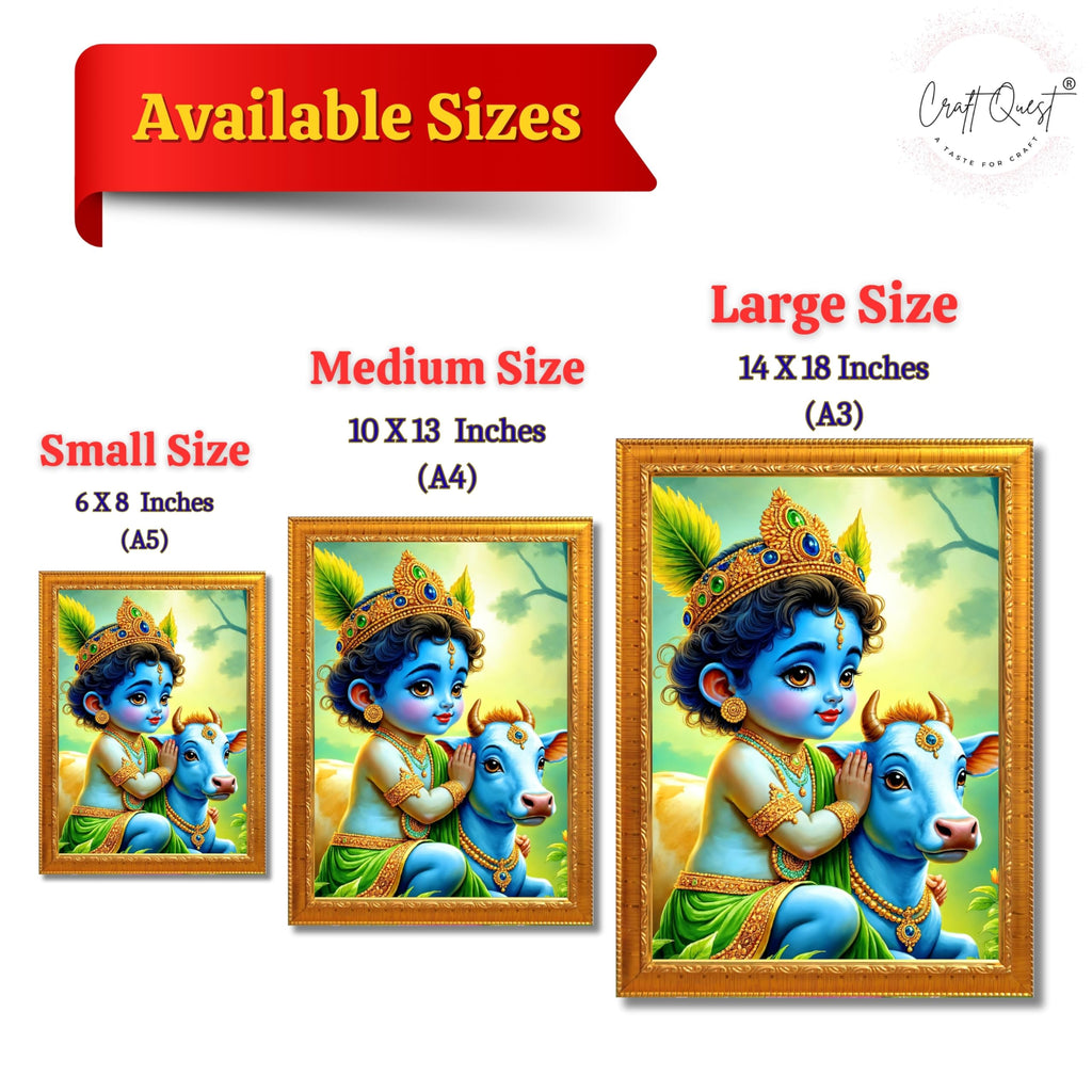 CRAFT QUEST Baby Krishna Photo Frame | Shri Bal Gopal Painting for Pregnant Women | Kanha Ji Poster | Laddu Lord Makhan Chor | Walls Home Bedroom Living Room Decoration Gift.