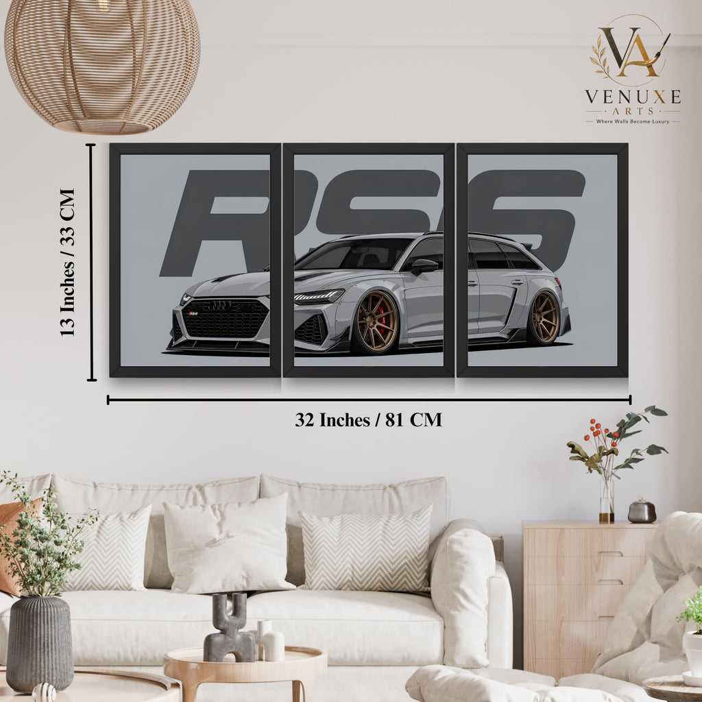 VENUXE ARTS Set Of 3 Big Sports Cars Framed Posters Gift Items for Boys Room Wall Decoration Bedroom Living Room Office Studio Décor | Car Poster Frame for Wall Décor