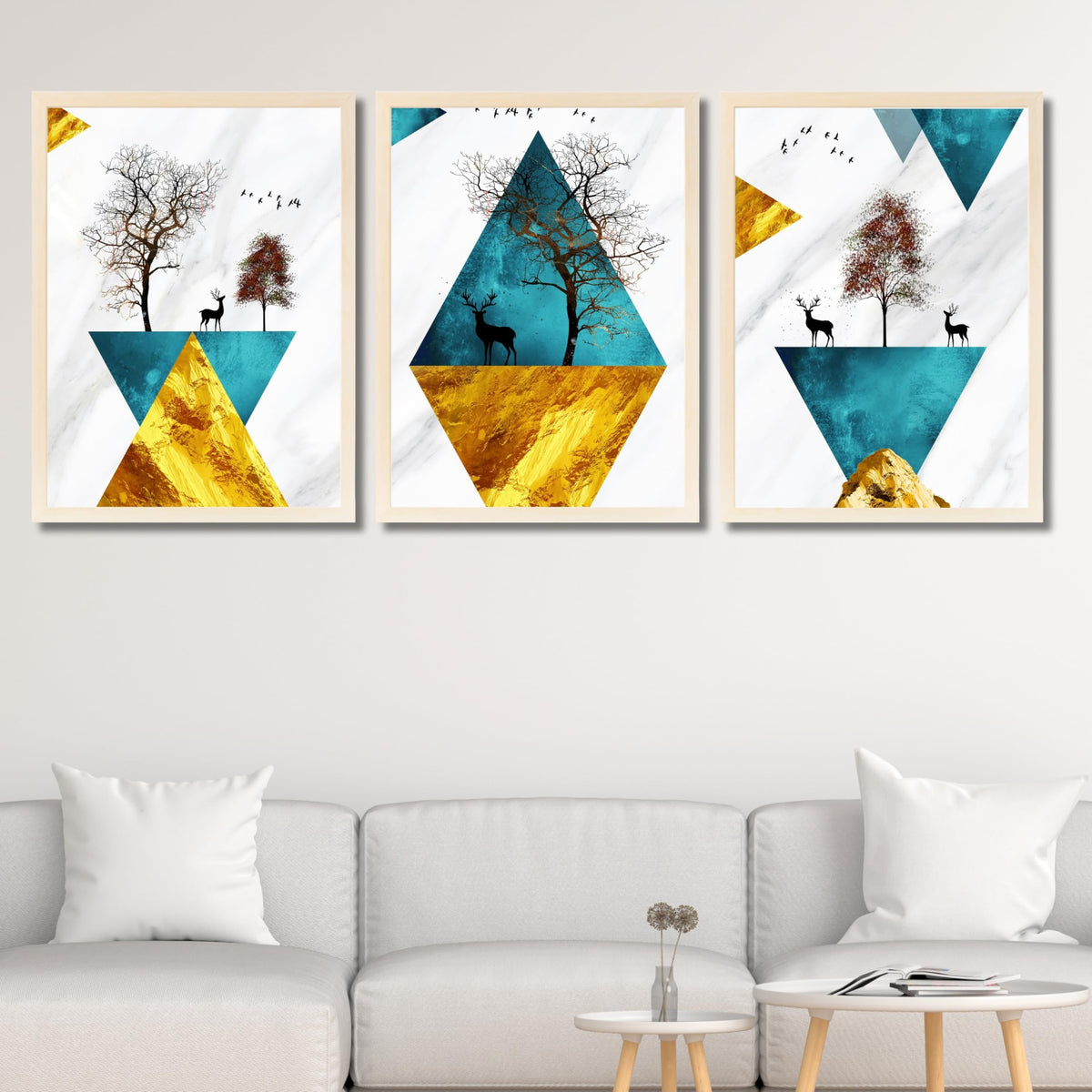 CRAFT QUEST Abstract Modern Art Wall Frame | Set of 3 Frames for Home Decoration | Ideal for Living Room, Bedroom & Offices