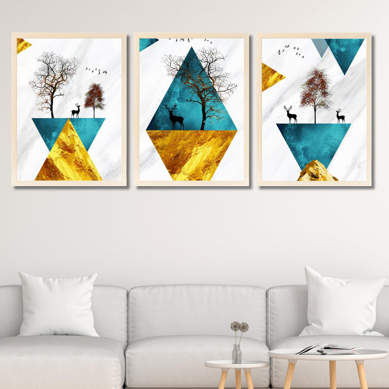 CRAFT QUEST Abstract Modern Art Wall Frame | Set of 3 Frames for Home Decoration | Ideal for Living Room, Bedroom & Offices