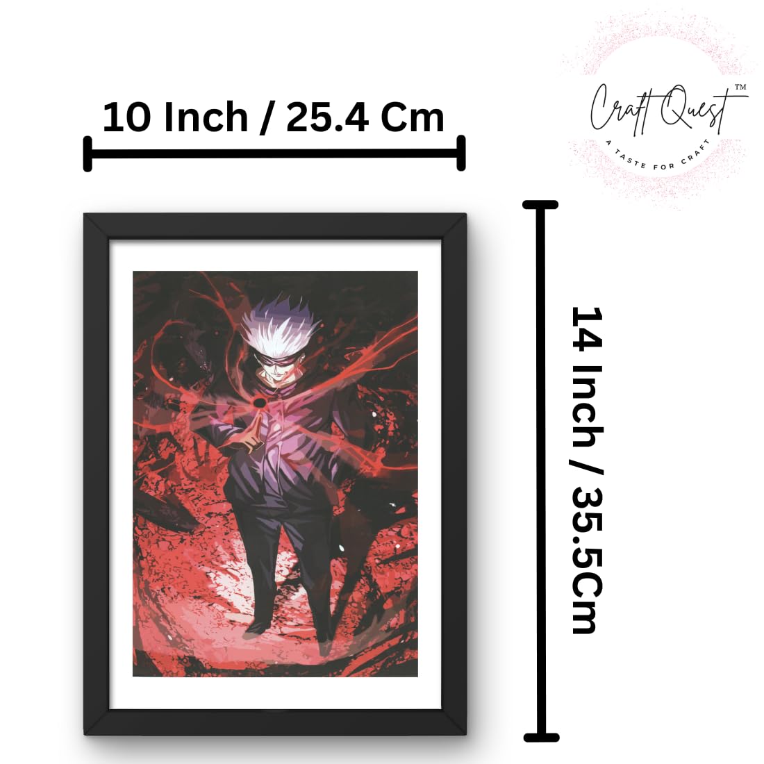CRAFT QUEST Sukuna Ryomen Anime Laminated Posters Framed Painting with Matt Black Frame (14 Inches x 10 Inches)