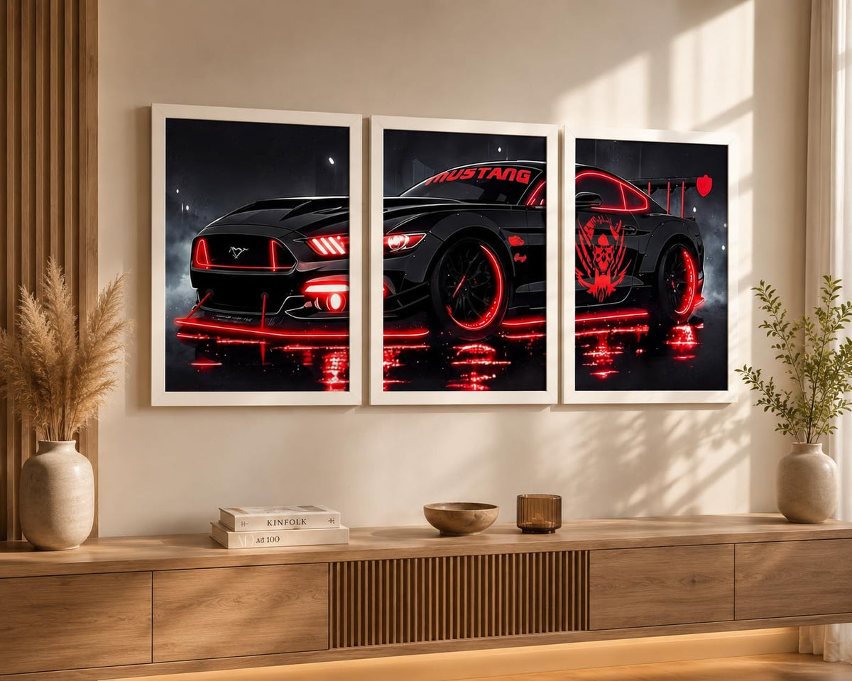 VENUXE ARTS Set Of 3 Big Sports Cars Framed Posters Gift Items for Boys Room Wall Decoration Bedroom Living Room Office Studio Décor | Car Poster Frame for Wall Décor