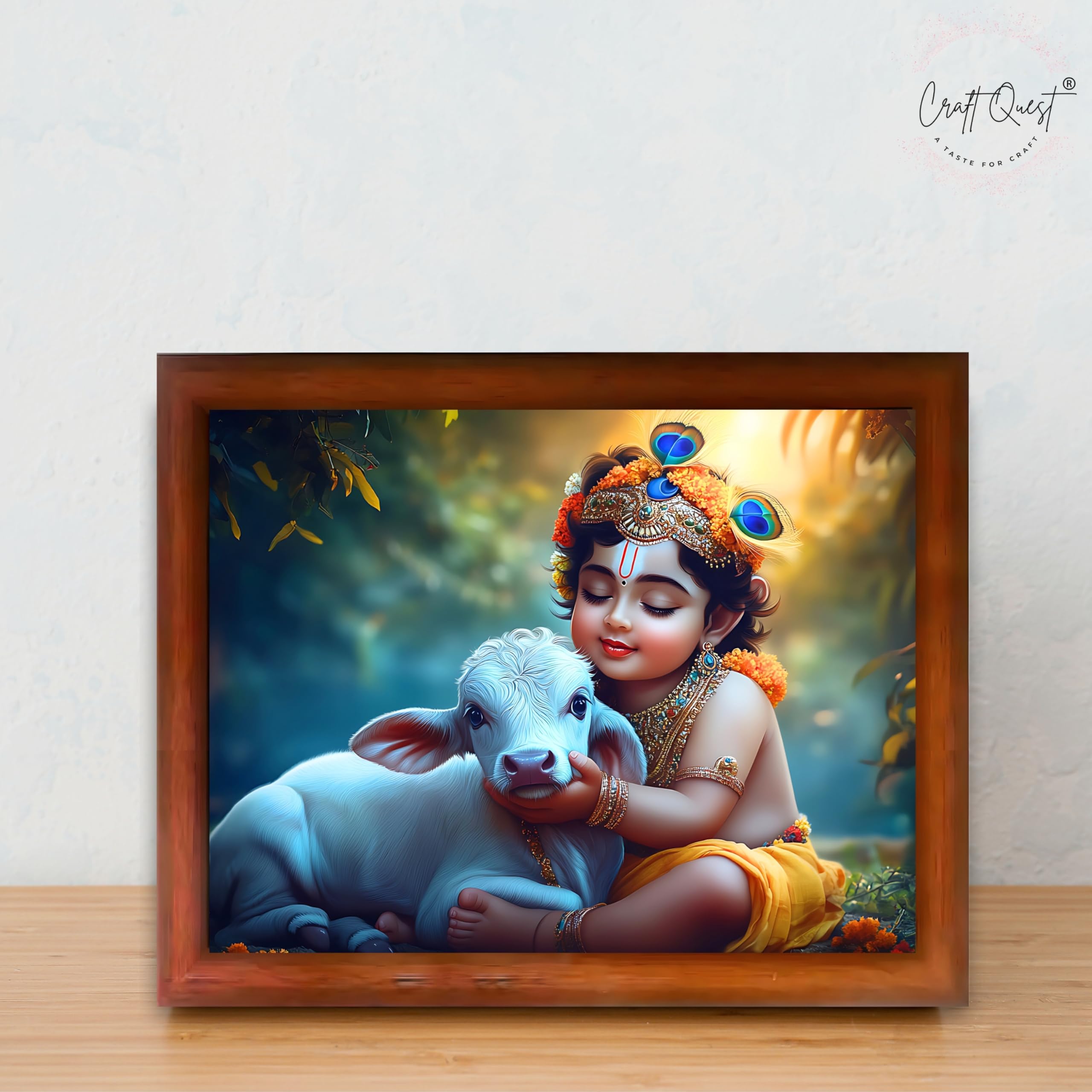 CRAFT QUEST Little Krishna Bal Gopal Wall Photo Frame | Hindu God Kanha Devotional Home Decor | Gift Item