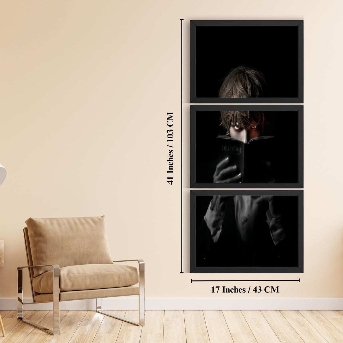 VENUXE ARTS Set Of 3 Anime Characters Wall Framed |Anime Characters Framed Poster for Living Room Bedroom Gaming Room Studio Wall Decor