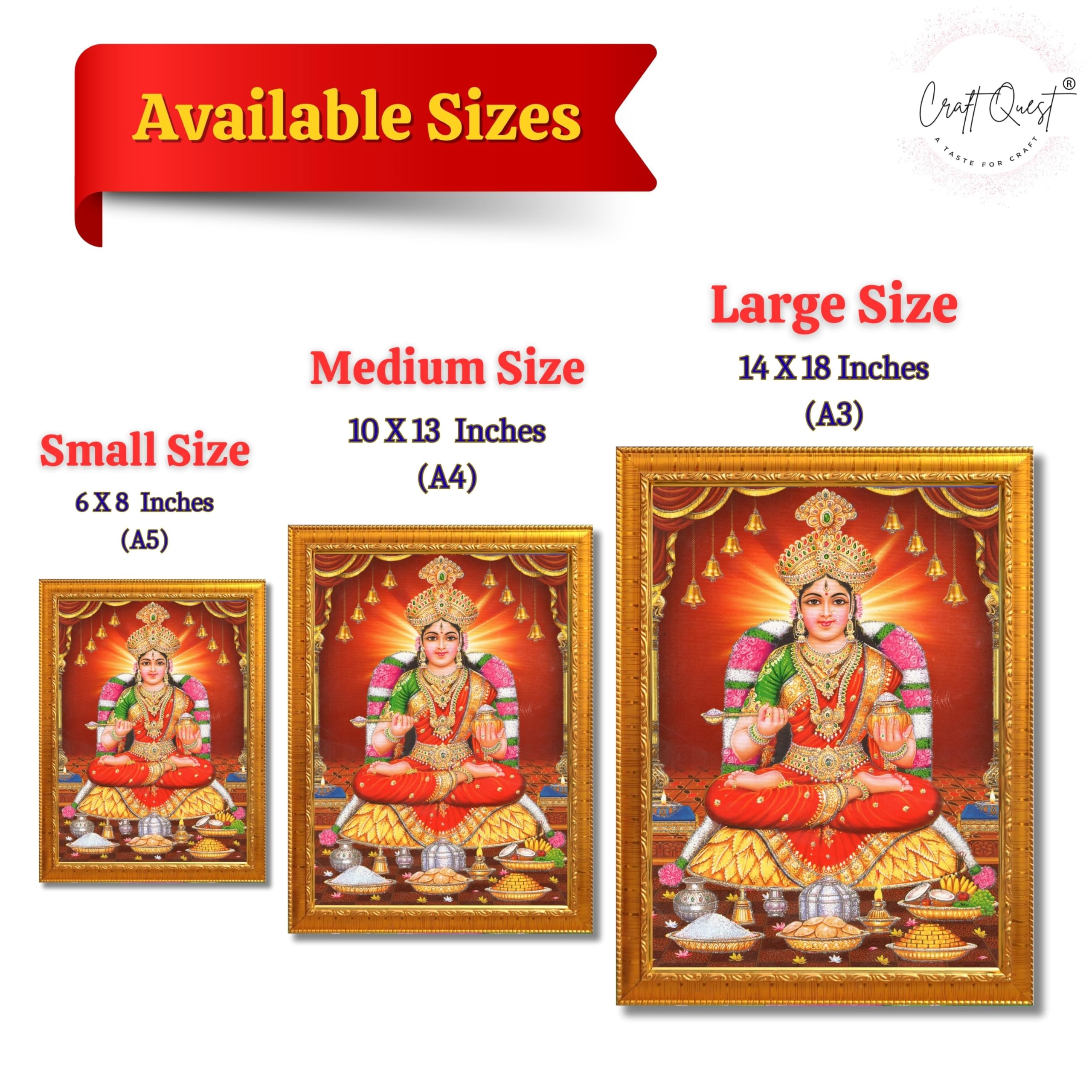 CRAFT QUEST Mata Annapurna Devi Photo for Kitchen Maa Wall Painting Framed Home Décor