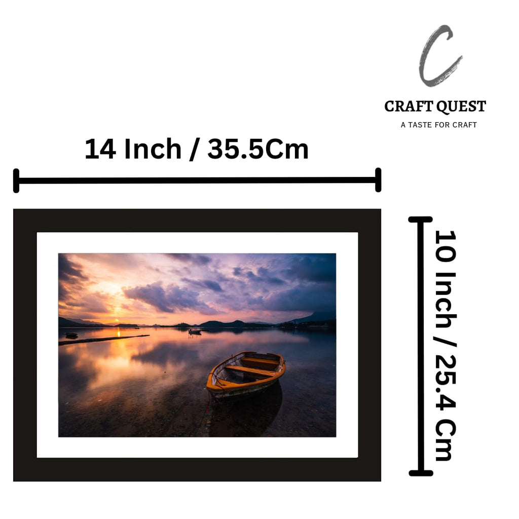 CRAFT QUEST Abstract Digital River Canvas Modern Art Painting Poster Frame for Home & Office Wall Decoration - Portrait, Wall Display (Black, 14x10 Inch Frame with Art Print) (Tropical Reverie)
