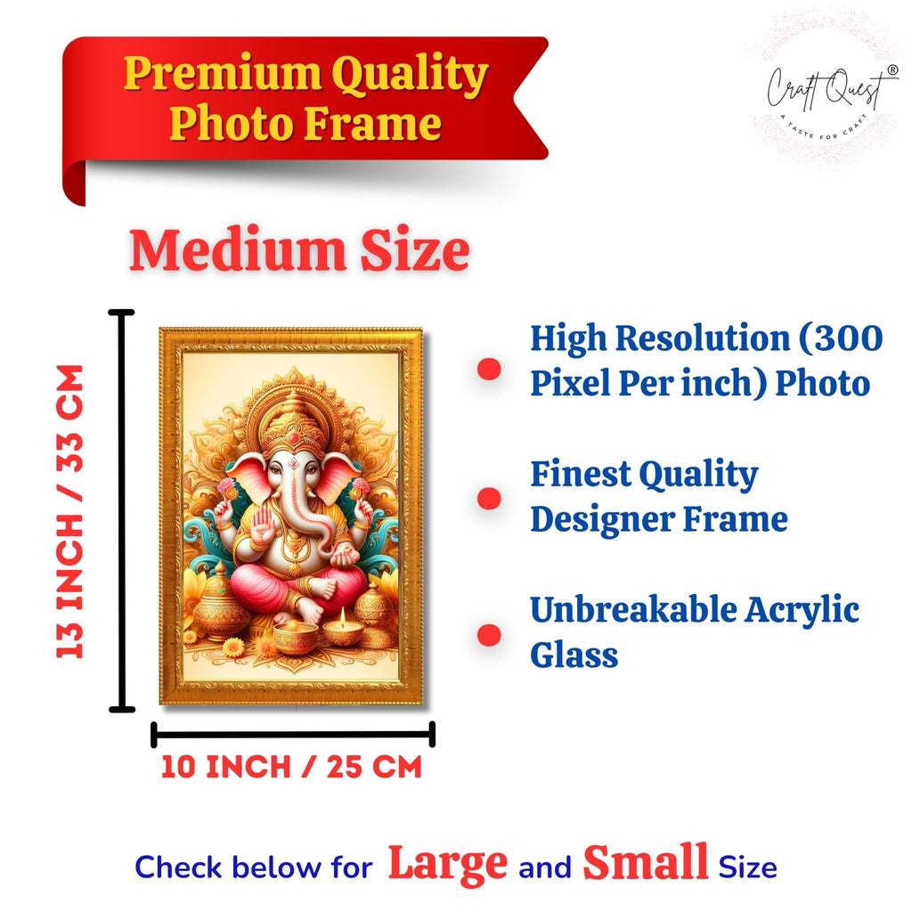 CRAFT QUEST Lord Ganesha Modern Wall Art Painting With Frame For Pooja, Home and Office Decor