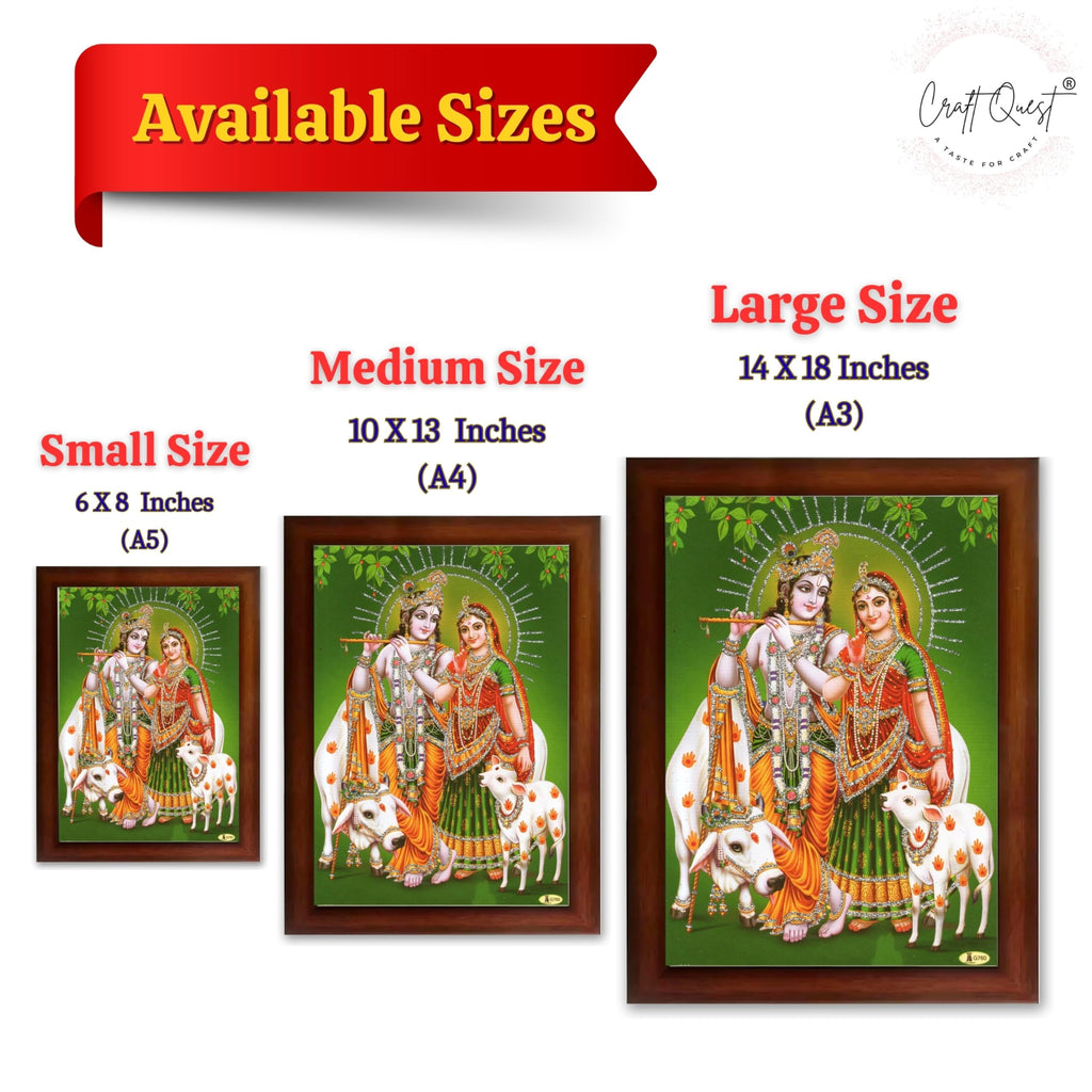 CRAFT QUEST Radha Krishna Flute Painting With Frame Wall Paintings for Living Room, Bedroom, Office Décor