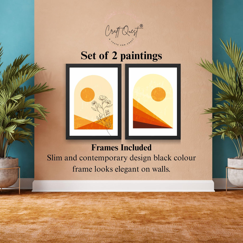 CRAFT QUEST Wall Art Decor Paintings | Set of 2 Floral Wall Art Frames for Home Decoration | Perfect for Living Room, Bedroom & Office