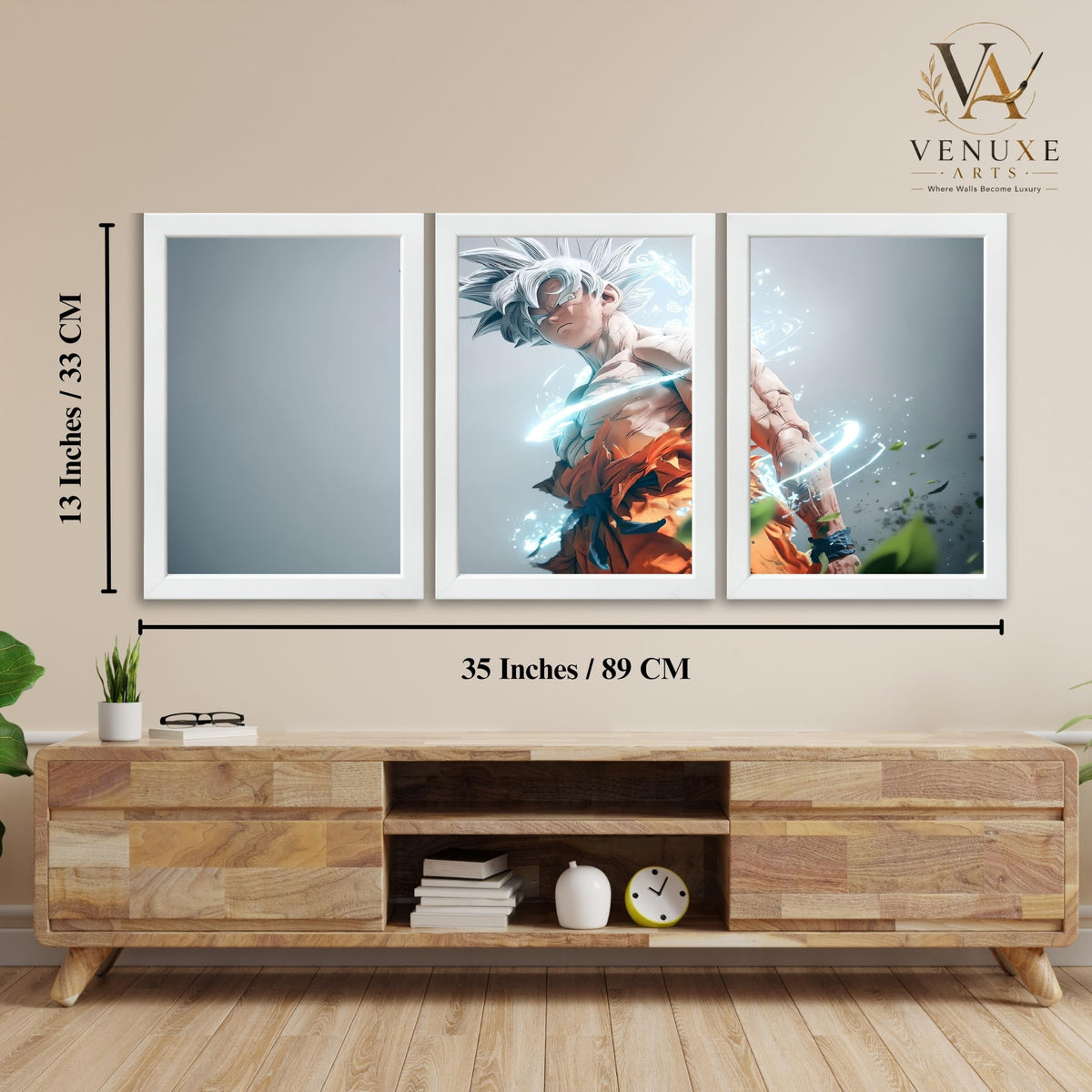 VENUXE ARTS Set Of 3 Anime Characters Wall Framed |Anime Characters Framed Poster for Living Room Bedroom Gaming Room Studio Wall Decor