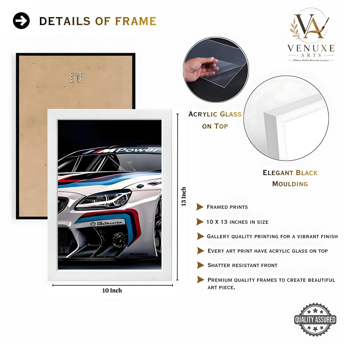 VENUXE ARTS Set Of 3 Big Sports Cars Framed Posters Gift Items for Boys Room Wall Decoration Bedroom Living Room Office Studio Décor | Car Poster Frame for Wall Décor