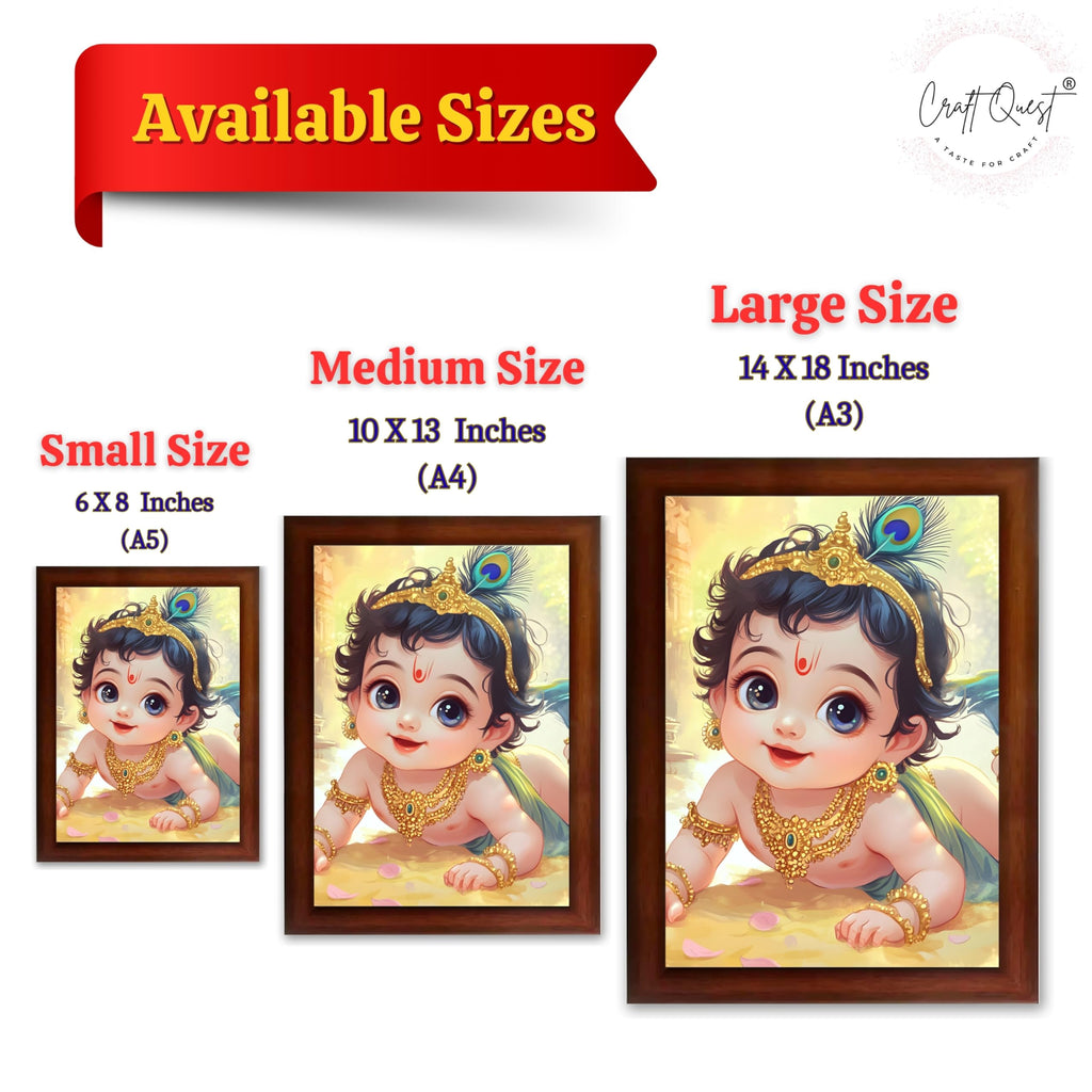 CRAFT QUEST Shri Bal Gopal Painting | Baby Krishna Photo Frame | Walls, Home, Living Room and Home Décor