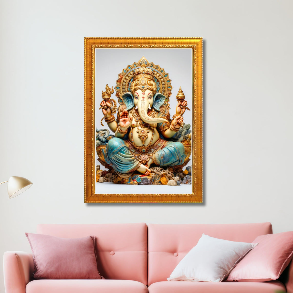 CRAFT QUEST Lord Ganpati Modern Wall Art Painting With Frame For Pooja, Home and Office Decor