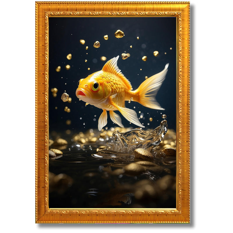 CRAFT QUEST Vastu Fishes Painting With Floating Frame Home Office Wall Decor | Paintings for Home Decoration, Living room, Bedroom and Office Décor