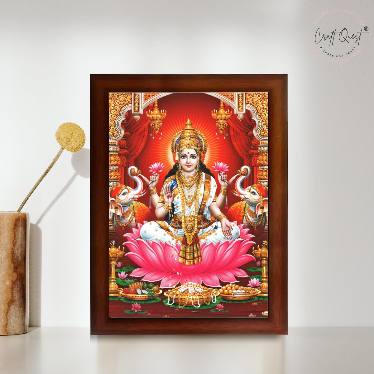 CRAFT QUEST Goddess Lakshmi Devi Dhana Vaibhav Laxmi Maa Wall Painting Frame Home Decor