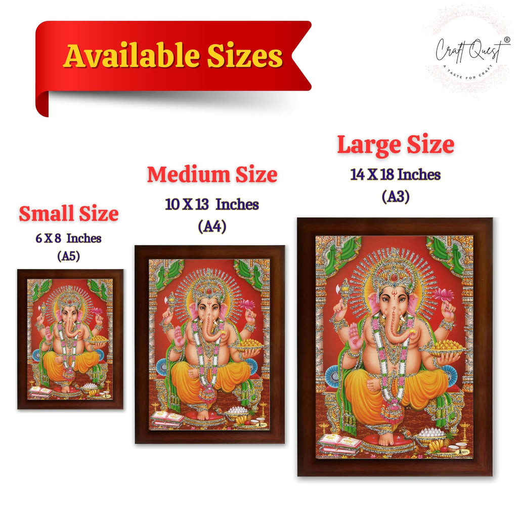 CRAFT QUEST Lord Ganpati Ganesha Modern Wall Art Painting With Frame For Pooja, Home and Office Decor Item