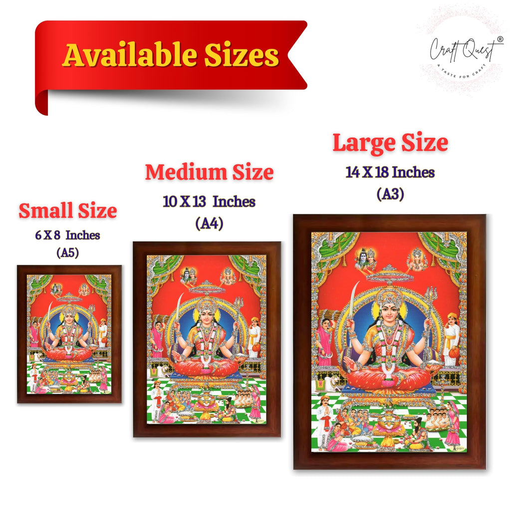CRAFT QUEST Maa Santoshi Wooden Photo Frame With Acrylic Sheet For Worship/Pooja