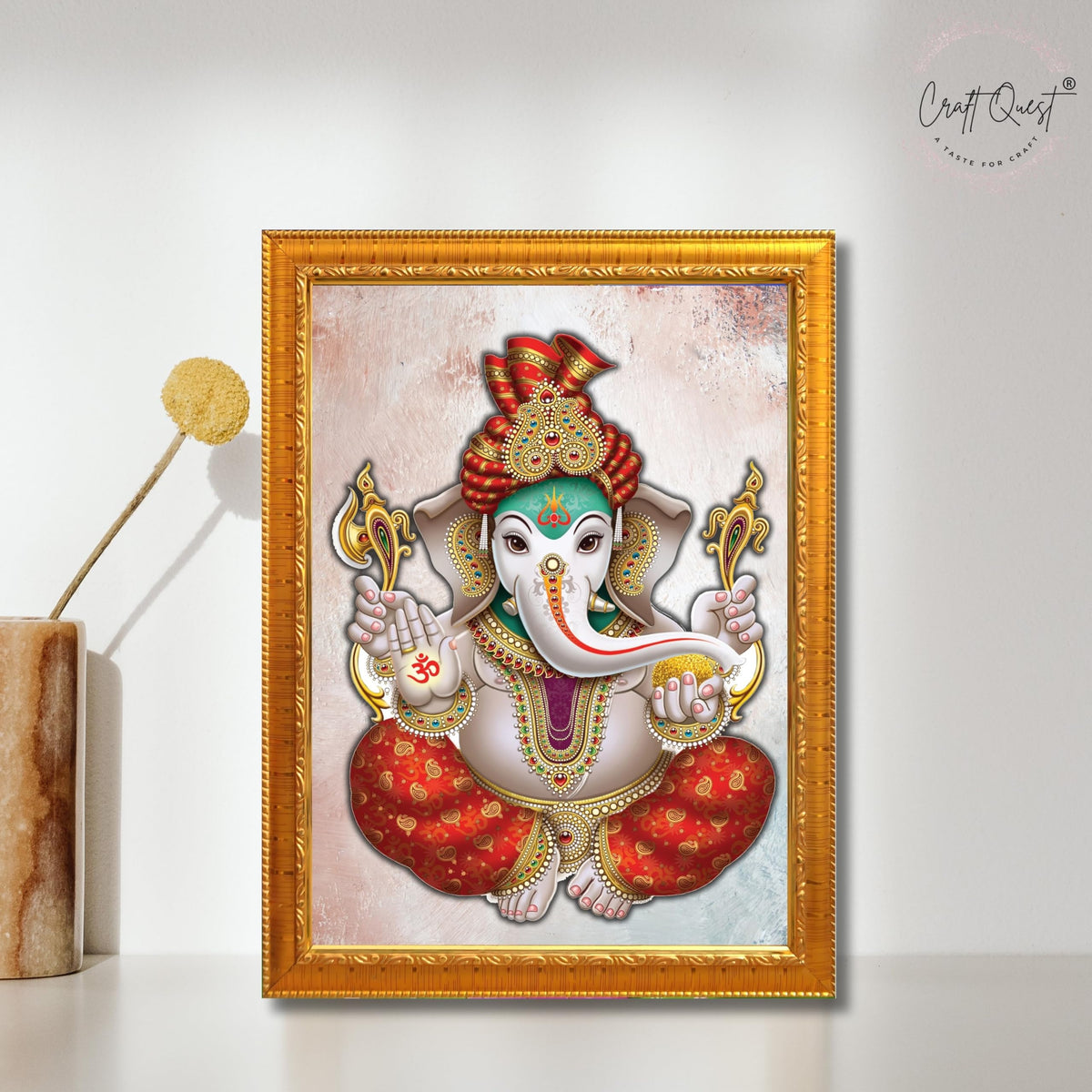 CRAFT QUEST Lord Ganesh ji Wall Hanging Frame for Living Room, Pooja Room Décor Items GA-217