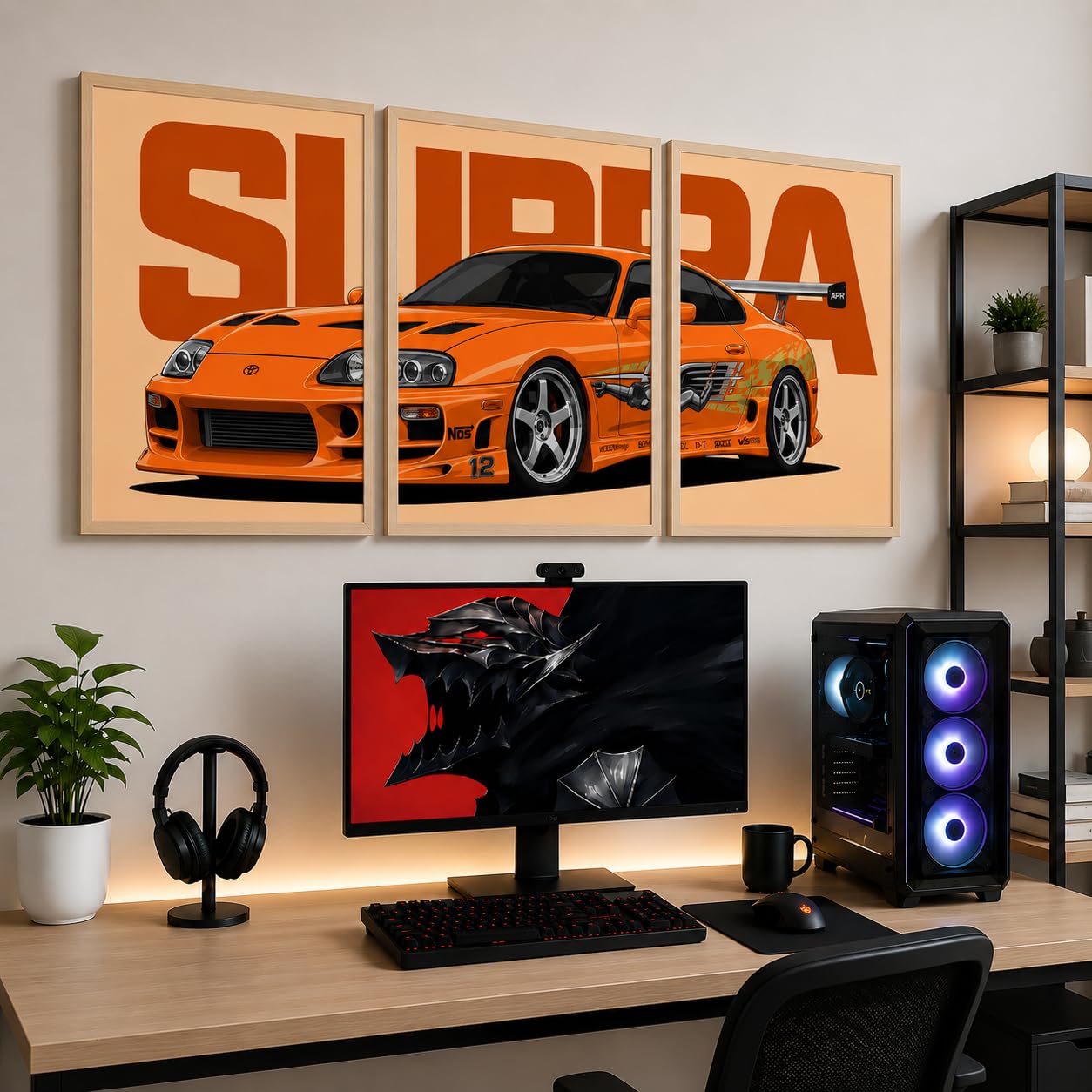 VENUXE ARTS Set Of 3 Big Sports Cars Framed Posters Gift Items for Boys Room Wall Decoration Bedroom Living Room Office Studio Décor | Car Poster Frame for Wall Décor