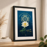 CRAFT QUEST White lotus painting for wall vastu with Shree Yantra and tortoise – Vastu Energy Poster for Prosperity, Money Flow & Stability Photo Frame for Home, Office