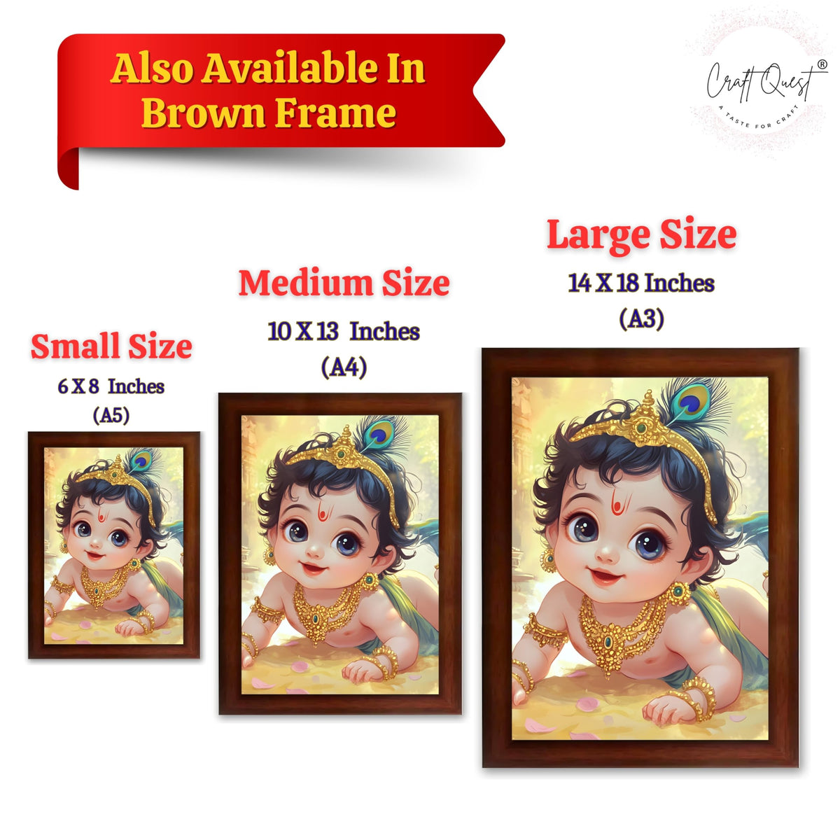 CRAFT QUEST Shri Bal Gopal Painting | Baby Krishna Photo Frame | Walls, Home, Living Room and Home Décor