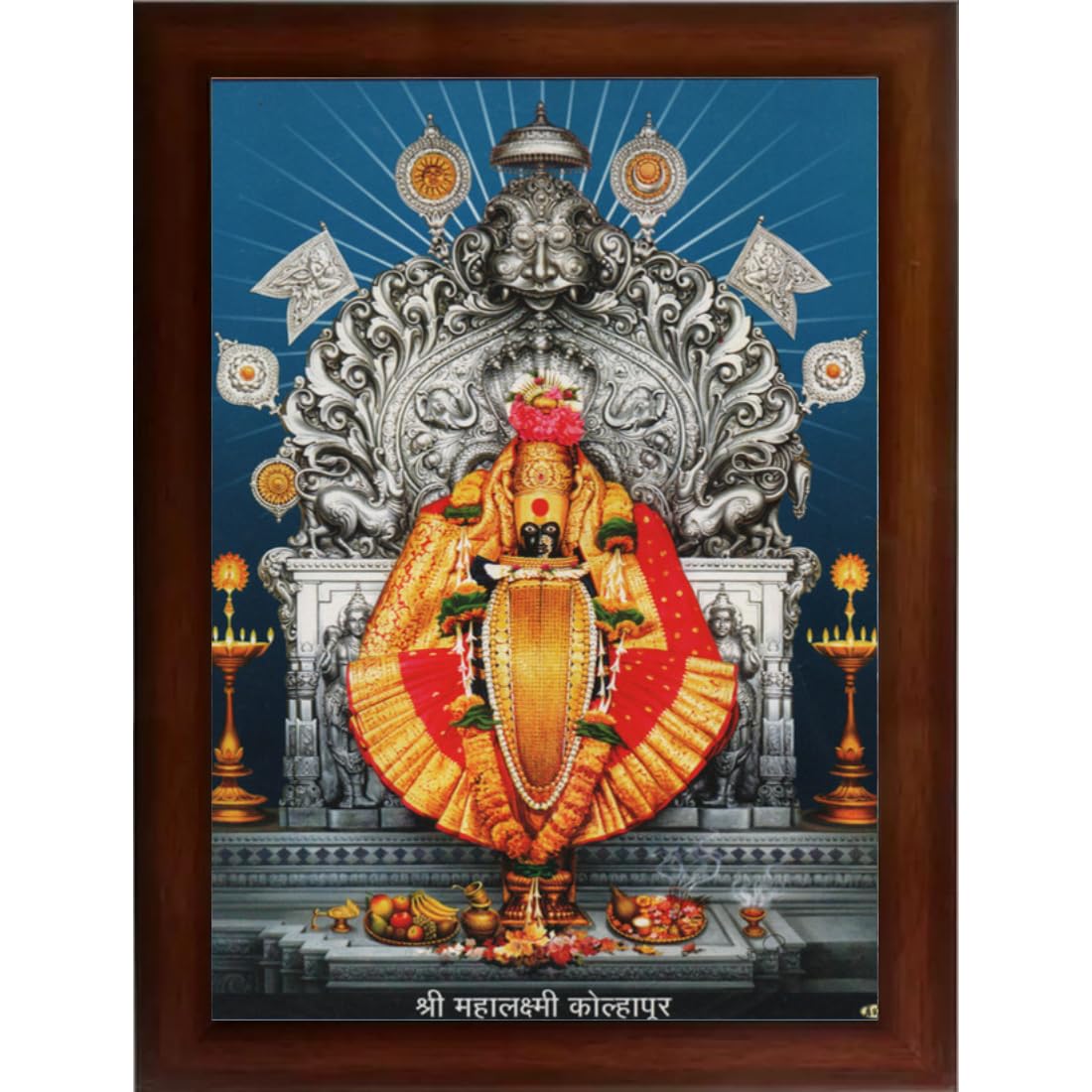 CRAFT QUEST Goddess MahaLakshmi Devi Kolhapur Wall Painting Frame with Acrylic glass Home Decor