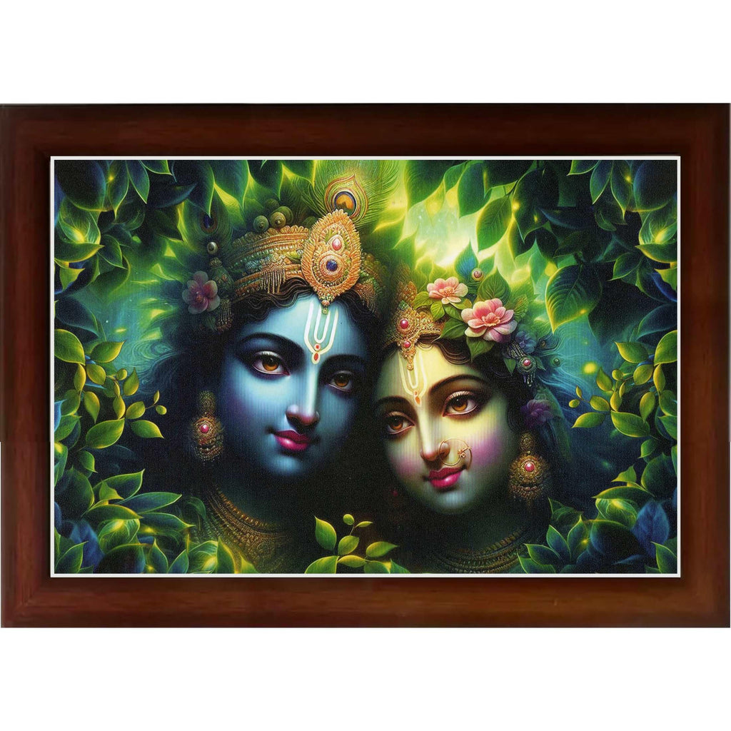 CRAFT QUEST Radha Krishna Art Photo Framed Painting for Home and Bedroom Wall Decoration of Size 14X10 Inches with Frame And Acrylic Glass RK213