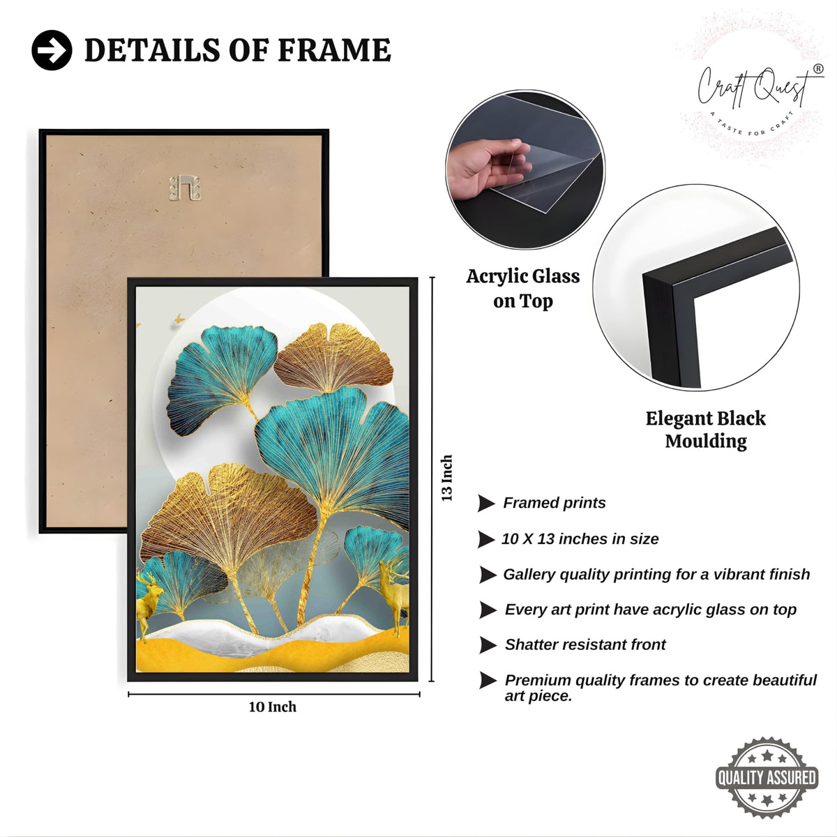 CRAFT QUEST Modern Art Flowers Abstract Wall Art | Set of 3 Frames for Home Decoration | Ideal for Living Room, Bedroom & Offices