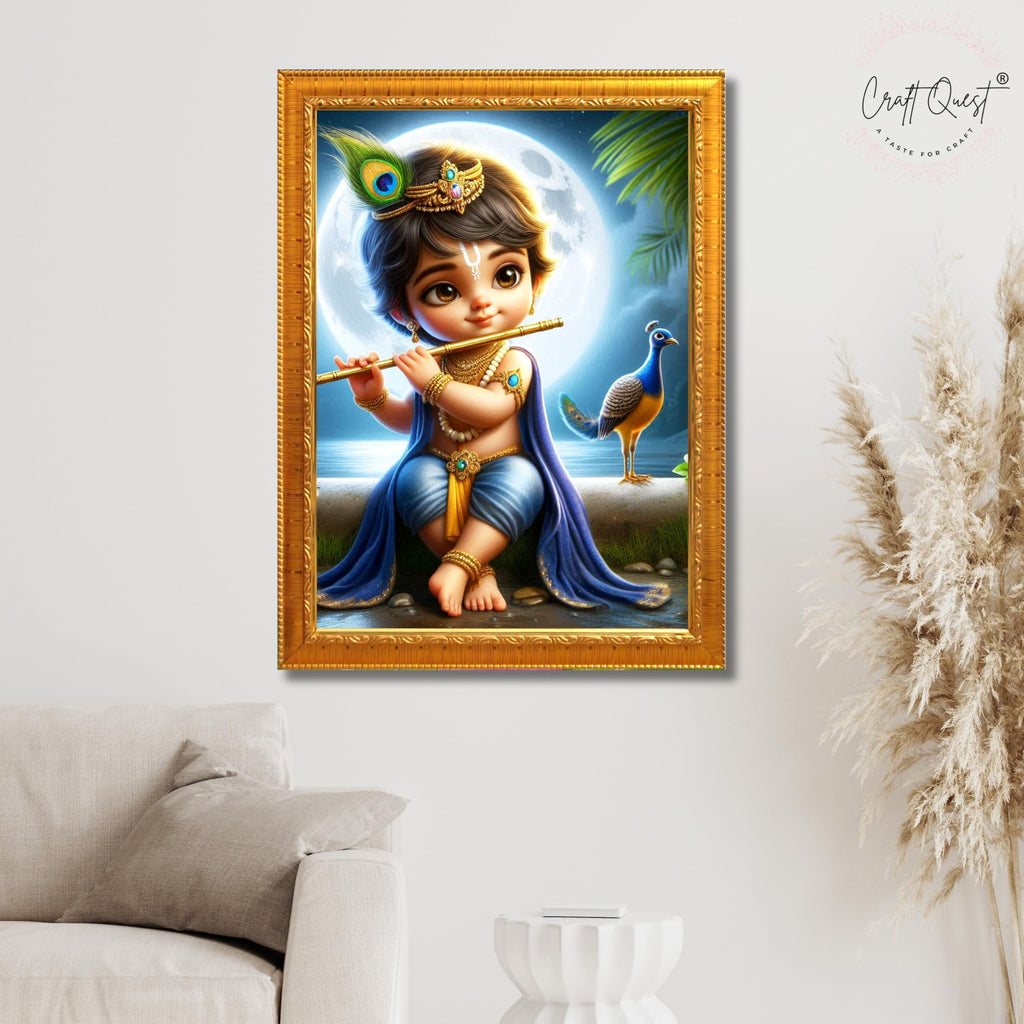 CRAFT QUEST Bal Gopal Painting | Mohan Murari Kanha Ji Poster | Walls Home Bedroom Living Room Decoration Gift.