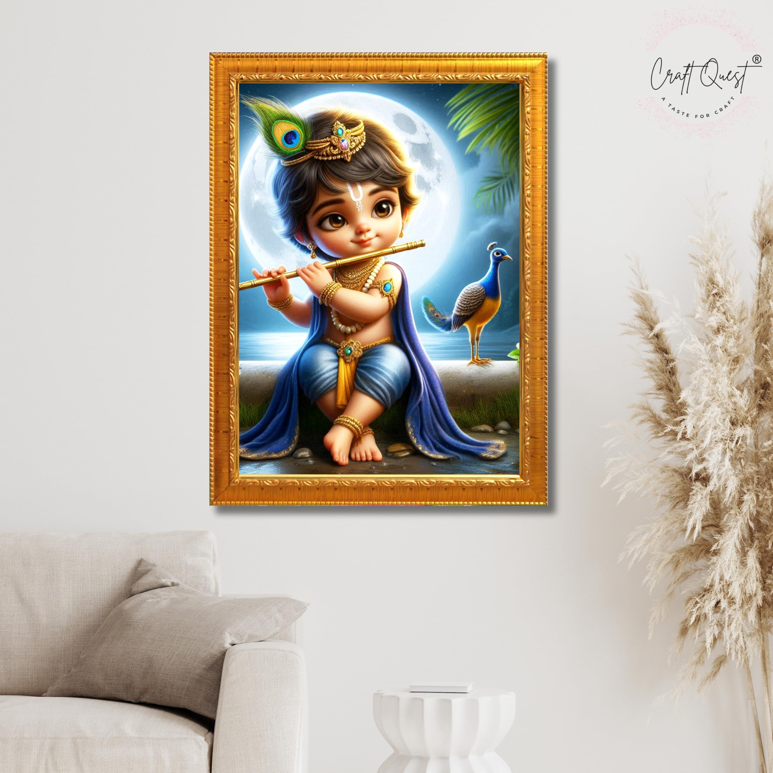 CRAFT QUEST Bal Gopal Painting | Mohan Murari Kanha Ji Poster | Walls Home Bedroom Living Room Decoration Gift.