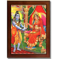 CRAFT QUEST Shiva & Maa Annapurna devi sitting on throne photo frame with with Acrylic glass, for Kitchen Worship