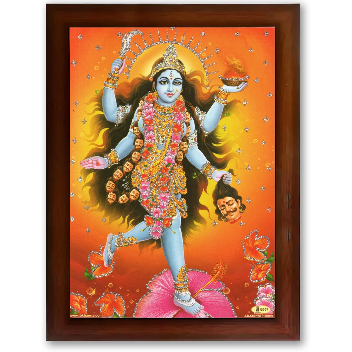 CRAFT QUEST Maha Kali Maa Kalika Mata Mahakali Shiv Shiva Wall Painting Framed Home Decor