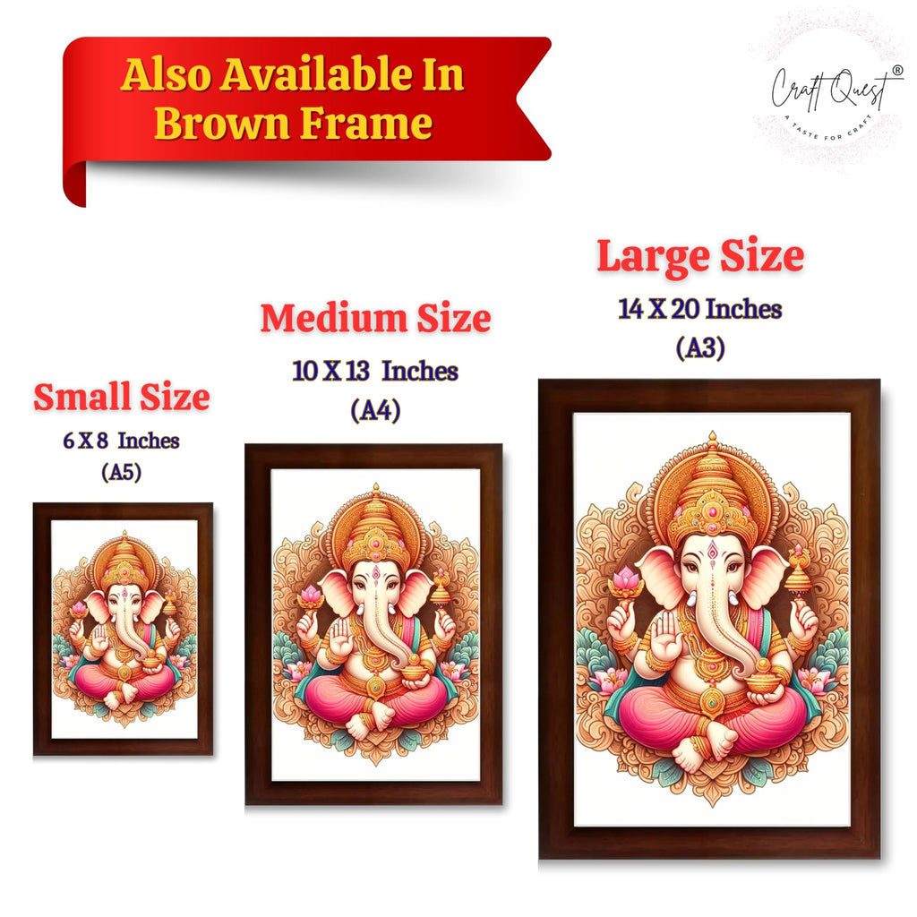 CRAFT QUEST Lord Ganesha Ganesh Ganpati Ganapathi Hanging Wall Painting Framed Home Décor