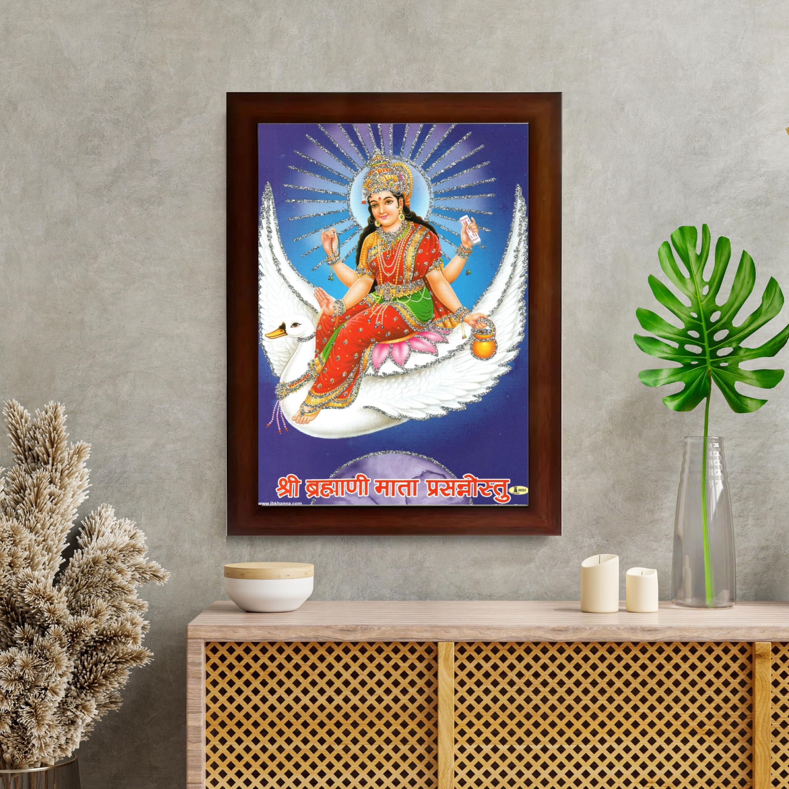 CRAFT QUEST Brahmani Maa Mata Mataji Wall Painting Framed Home Decor wooden framed