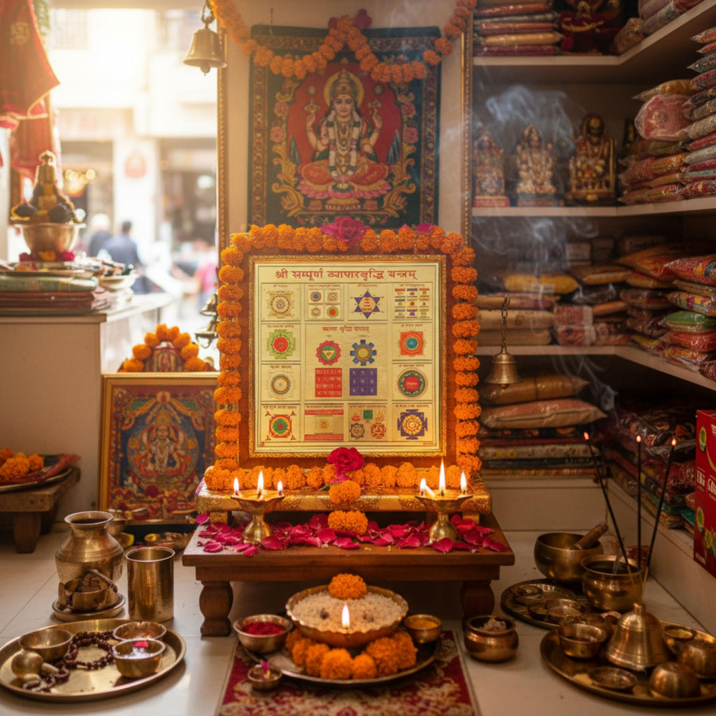 CRAFT QUEST Shree sampurna Vyapar Vridhi Yantra with 24k Gold Plating for Business and Profit | Shop Vastu Item